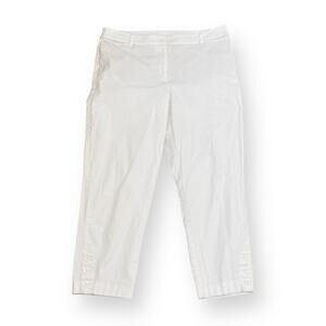 Talbots Perfect Crop Pants Womens Sz 12 White Capris Lightweight Cotton Stretch